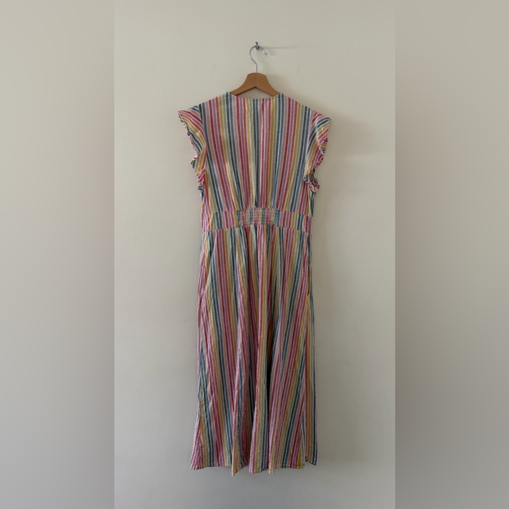 Marine Layer Pastel Stripe V-Neck Midi Dress - Picture 3 of 8